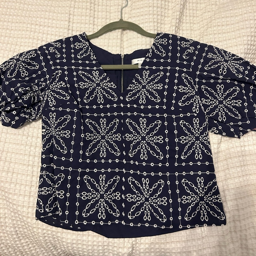 Milly Maci Tile Eyelet Blouse